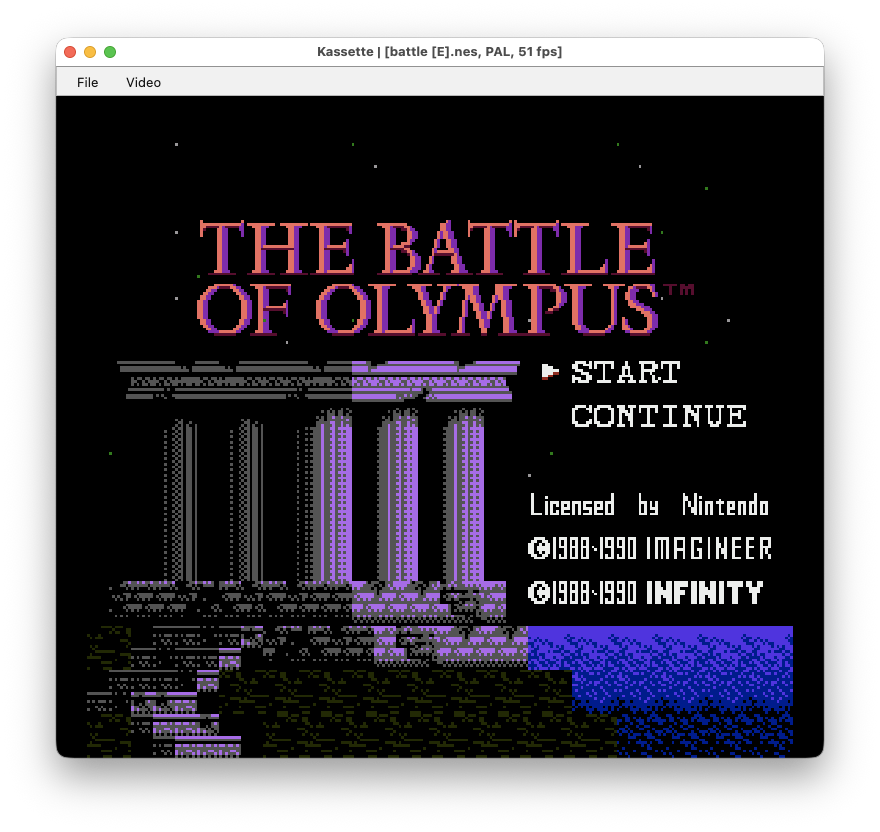 Battle Of Olympus running on Kassette